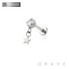 STAR DANGLE BEZEL CZ TOP THREADLESS (PUSH IN) IMPLANT GRADE TITANIUM LABRET SET